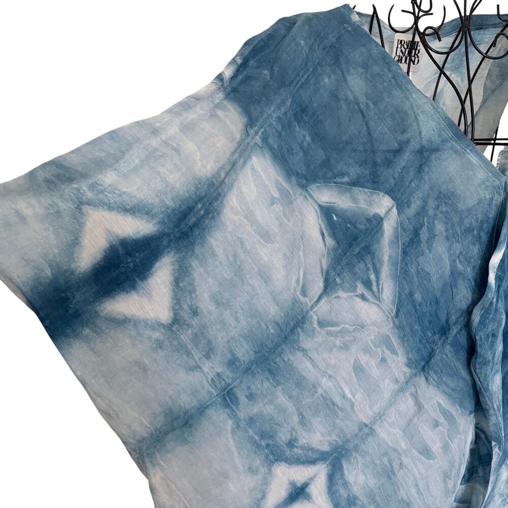 Prairie Underground Silk Hemp Hand Tie Dyed Shibori Dress Split Kimono Sleeve - Picture 4 of 12
